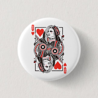 Queen of Hearts Oversized Graphic, Playing Cards 1 Inch Round Button