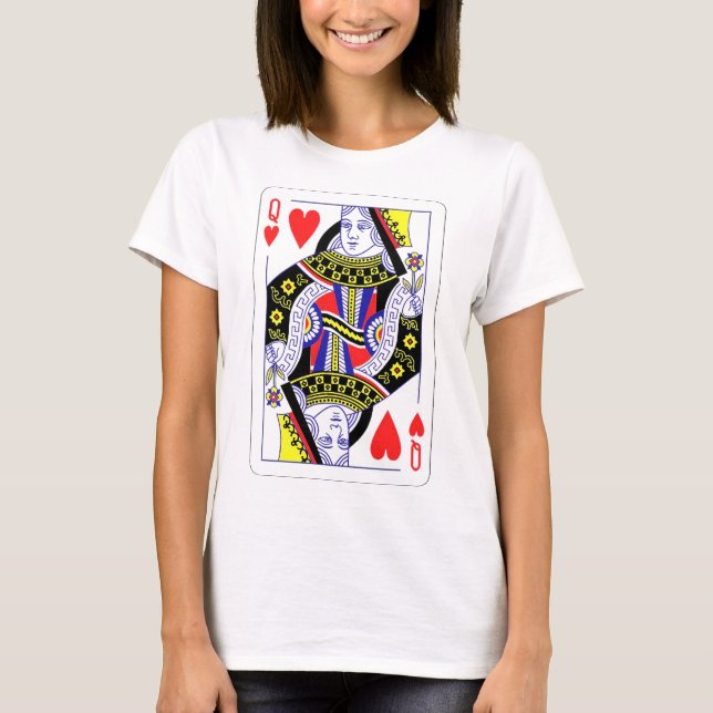 Queen of Hearts Oversized Graphic, Playing Cards T-Shirt (Front)