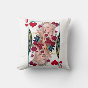 Queen of Hearts Oversized Graphic, Playing Cards Throw Pillow