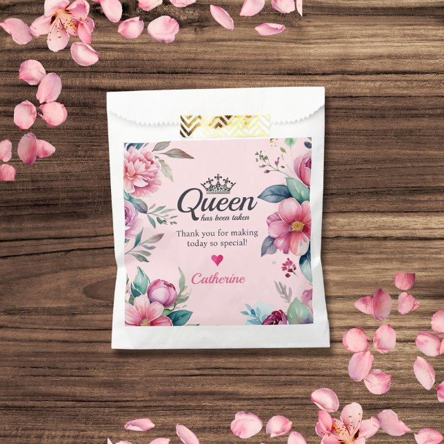 Queen Of Hearts Pink Bridal Shower Favour Bag (Top view vintage playing card bridal shower blush pink feminine girls night Favor Bag)