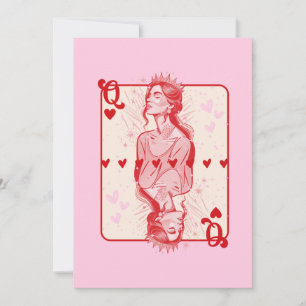 Queen of Hearts Pink Preppy Art Holiday Card