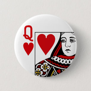 Queen Of Hearts Playing Card 2 Inch Round Button