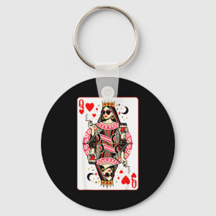 Queen of hearts playing card heart coffee cuteQuee Keychain
