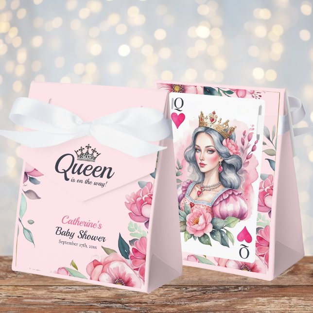 Queen Of Hearts Playing Card Pink Baby Shower Favor Box (Creator Uploaded)