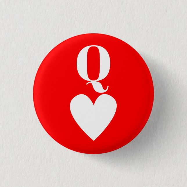 Queen of Hearts - Playing Card Symbol 1 Inch Round Button (Front)