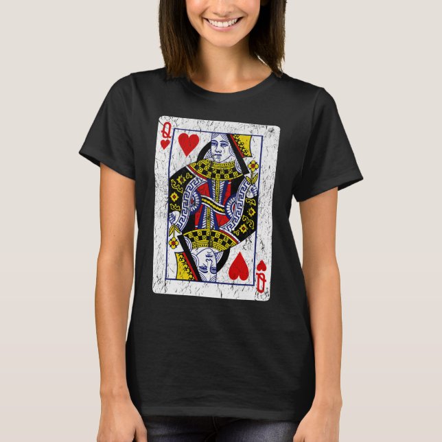 Queen of Hearts Playing Card T-Shirt (Front)