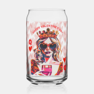 Queen of Hearts Pop Art Can Glass