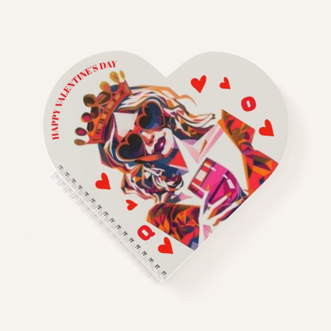 Queen of Hearts Pop Art Spiral Notebook (Front)