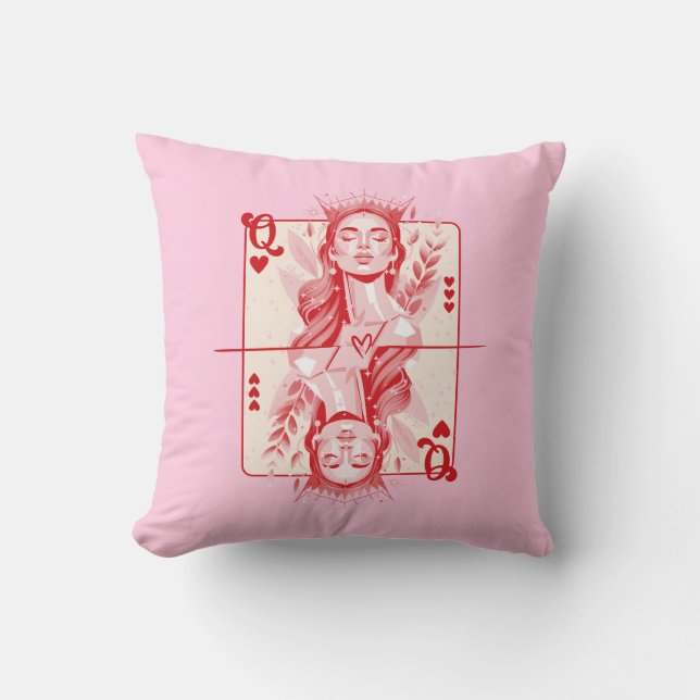 Queen of Hearts Preppy Art Throw Pillow (Front)