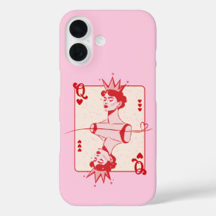 Queen of Hearts Red and Pink  iPhone 16 Case