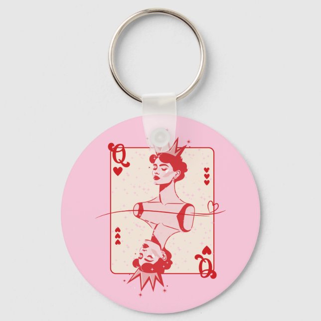 Queen of Hearts Red and Pink  Keychain (Front)