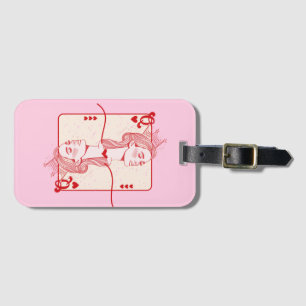 Queen of Hearts Red and Pink Preppy Art Luggage Tag