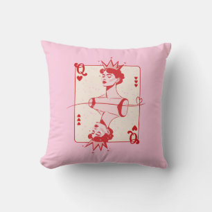 Queen of Hearts Red and Pink Throw Pillow