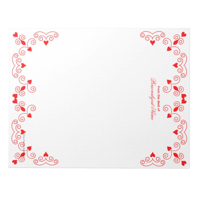 Queen of Hearts - Red Unlined Notepad (Front)
