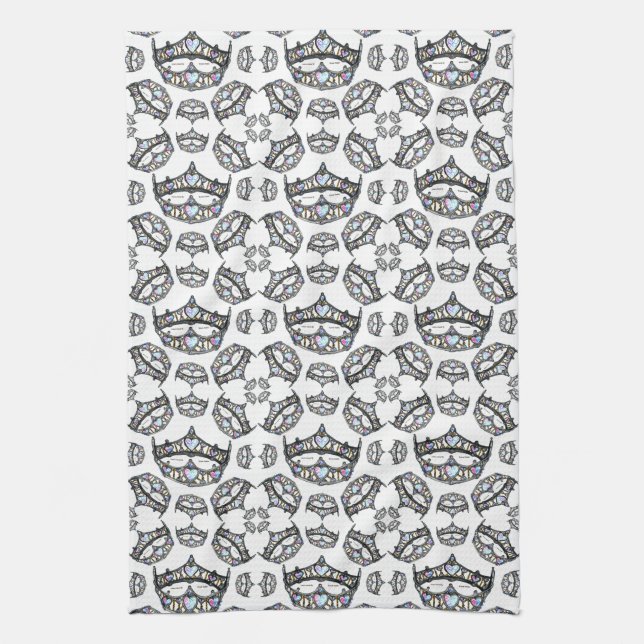 Queen of Hearts Silver Crown Tiaras white Kitchen Towel (Vertical)