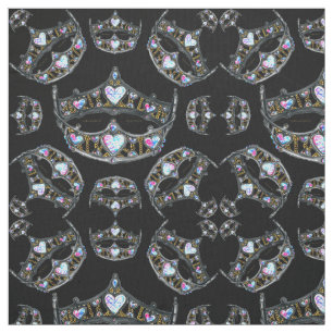 Queen of Hearts Silver Crowns Tiaras black fabric