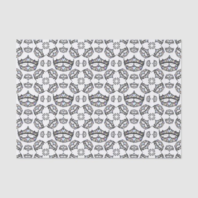 Queen of Hearts Silver Crowns Tiaras white tissue Tissue Paper (Front)