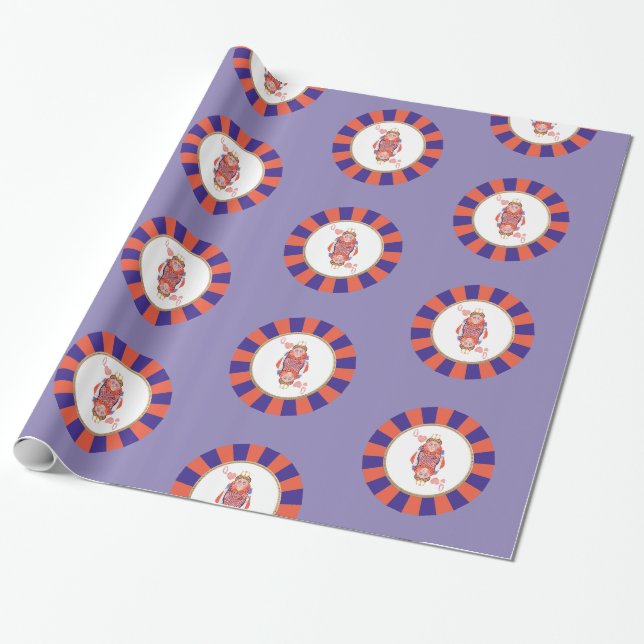 Queen of Hearts Sunburst Wrapping Paper (Unrolled)