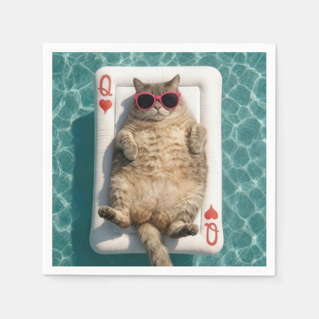 Queen of Hearts Tabby Cat Napkin (Front)
