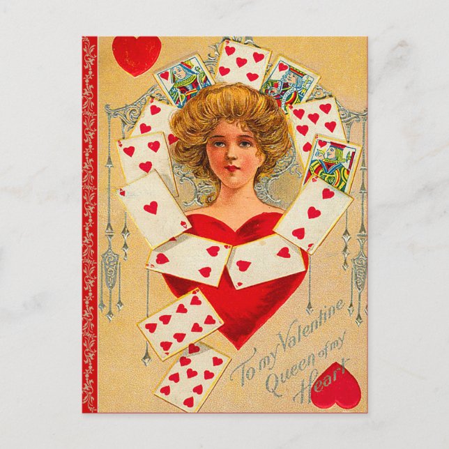 Queen of Hearts Valentine Postcard (Front)