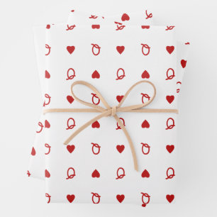 Queen of Hearts Valentine’s Day Modern Card Wrapping Paper Sheet
