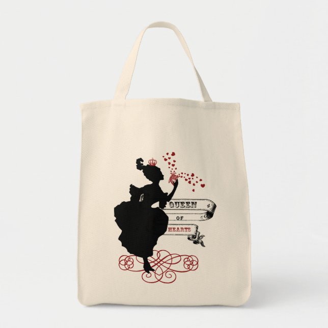 Queen of Hearts Vintage Graphic Canvas Tote (Front)