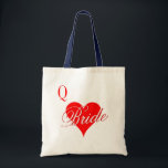 Queen of hearts wedding tote bag for bride<br><div class="desc">Queen of hearts wedding tote bag for bride. Cute playing card suits heart design for Las Vegas style wedding. Cute idea for party favours and bridesmaids too.</div>
