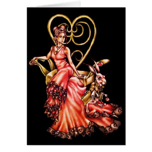Queen of Hearts with White Rabbit Drawing
