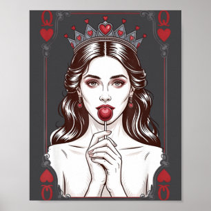 Queen Of Hearts Women Vintage Valentines Day  Poster