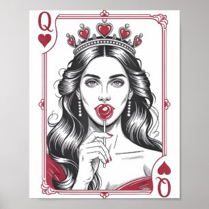 Queen Of Hearts Women Vintage Valentines Day Poster
