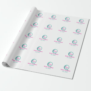Queen of kitchen monogram green pink simple minima wrapping paper