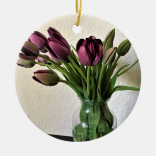 Queen of Night Tulips Ceramic Ornament