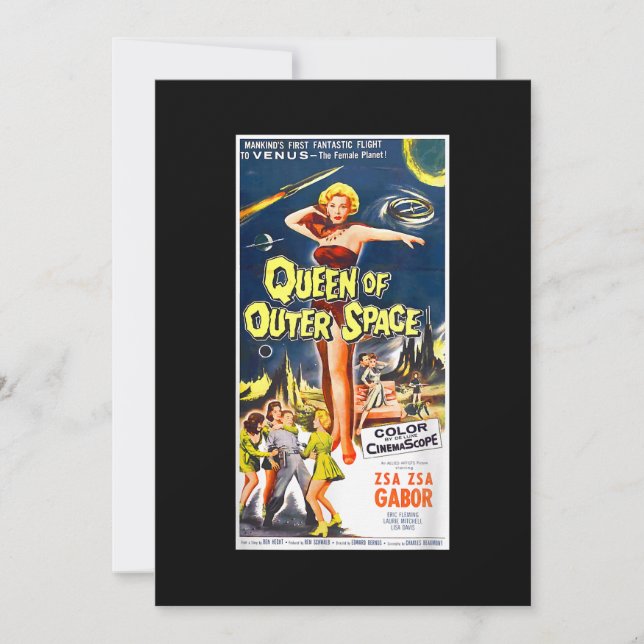 Queen of Outer Space Science Fiction Halloween Sci Invitation (Front)
