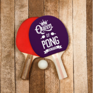 Queen Of Pong   Customized Name Modern Dark Purple Ping Pong Paddle