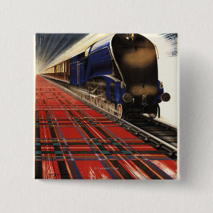 Queen of Scots Pullman Train 2 Inch Square Button