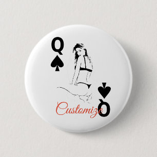 Queen of Spades bikini girl Thunder_Cove 2 Inch Round Button