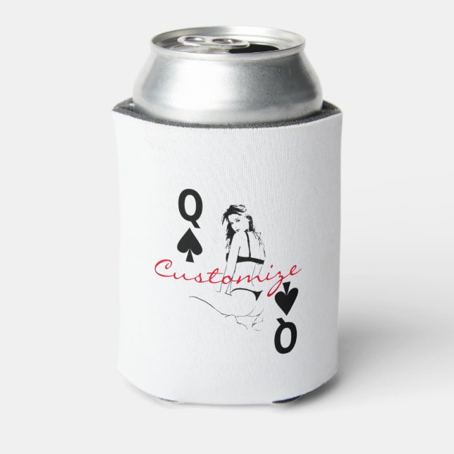 Queen of Spades Bikini Girl Thunder_Cove Can Cooler (Can Back)