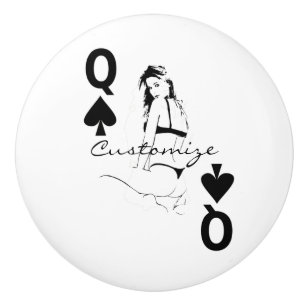 Queen of Spades Bikini Girl Thunder_Cove Ceramic Knob