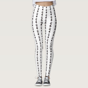 queen of spades design white leggings