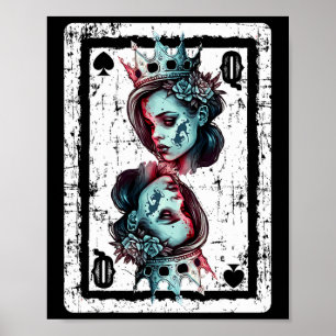 Queen Of Spades Gothic Card Game Halloween Creepy  Poster