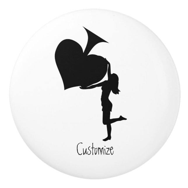 Queen of Spades Holding Black Ace Thunder_Cove Ceramic Knob (Front)