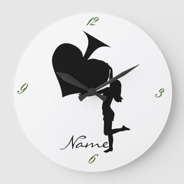 Queen of Spades Holding Black Ace Thunder_Cove Large Clock (Front)