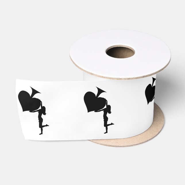 Queen of Spades Holding Black Ace Thunder_Cove Satin Ribbon (Spool)