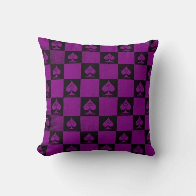 Queen of Spades Jetez Oreillers violets Checkers Q (Recto)