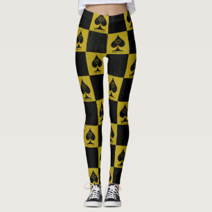 Queen of Spades Leggings Gold Checkers Style QoS