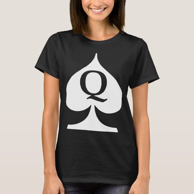 Queen Of Spades Letter Q Deck Of Cards Poker Symbo T-Shirt (Front)