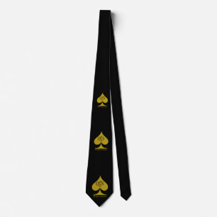 Queen of Spades Neck Tie Gold on Black QoS Dreams