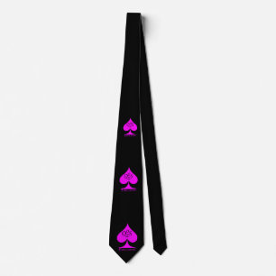 Queen of Spades Neck Tie Magenta Black QoS Dreams
