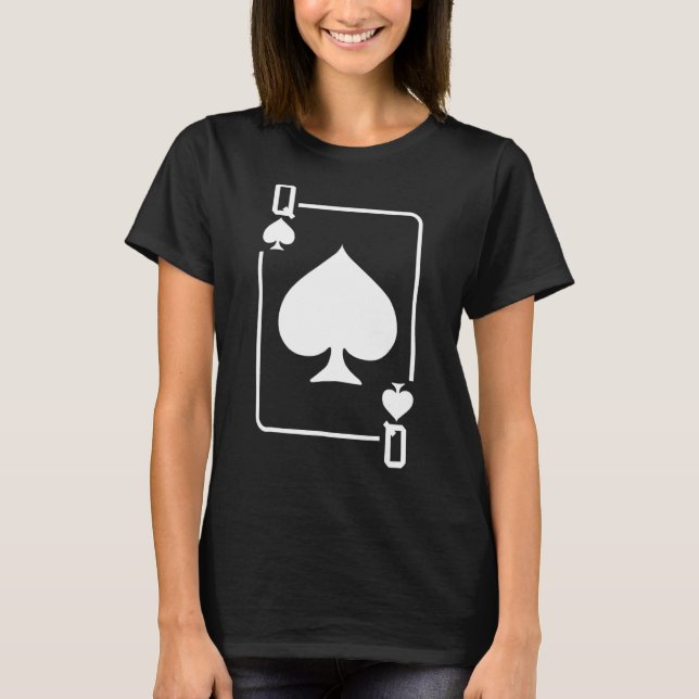 Queen Of Spades Playing Card Halloween Costume Dar T-Shirt (Front)