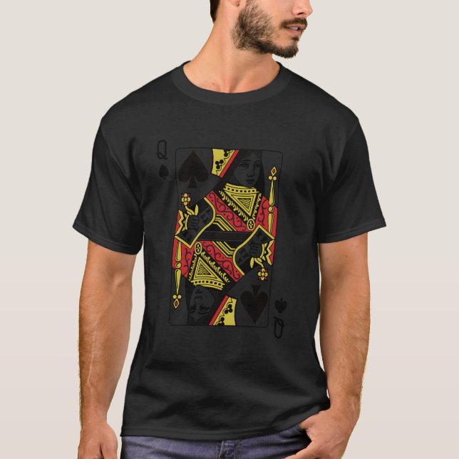 Queen Of Spades Playing Card Poker T-Shirt (Front)